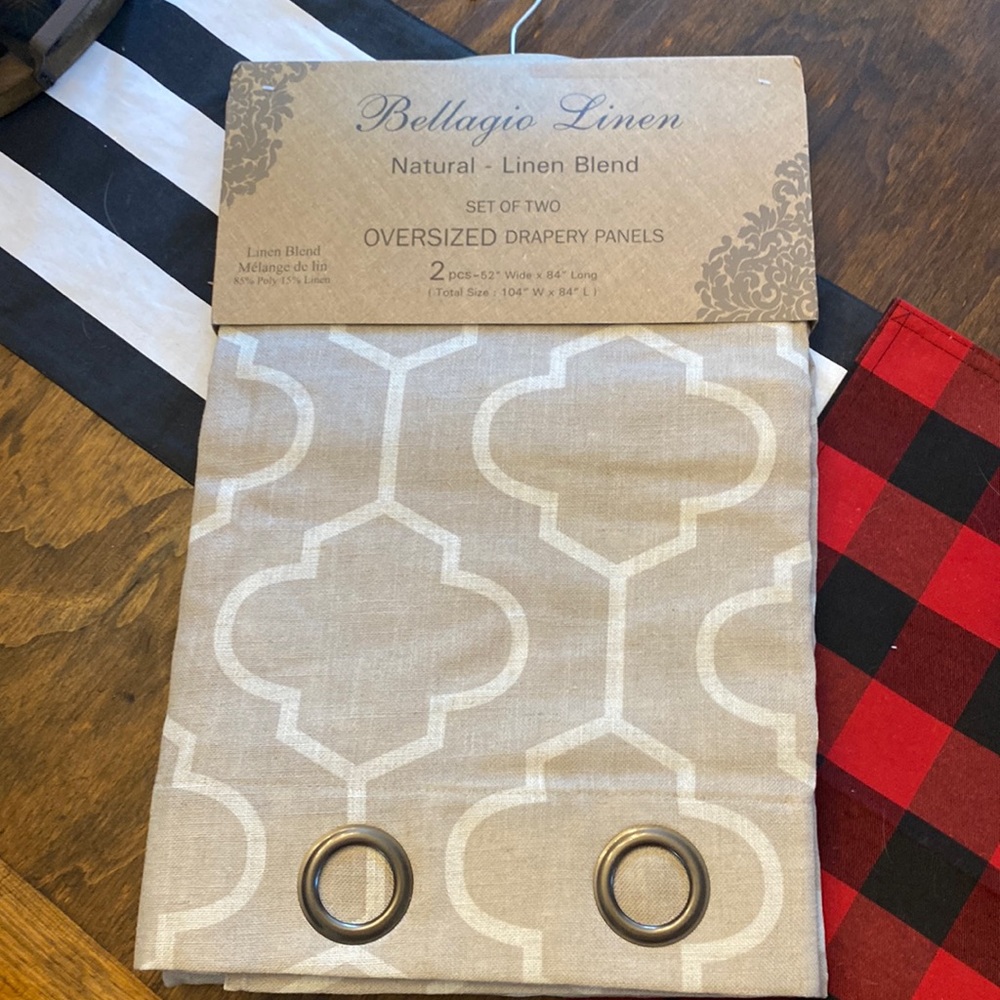 New Set of 2 oversized drapery panels. Linen blend